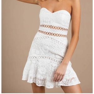 White crochet mini dress